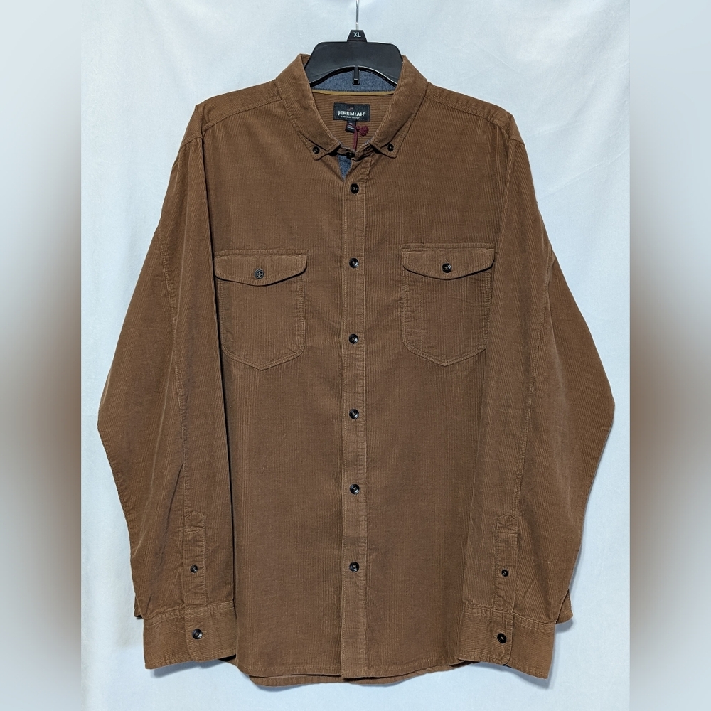 🐝Jeremiah American Legacy Brown Corduroy Button-Up Shirt, XL 100% Cotton NWT